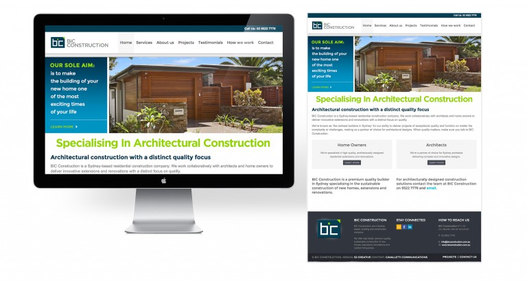 BIC Construction - responsive website design - home