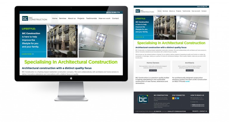 BIC Construction - responsive website design - home